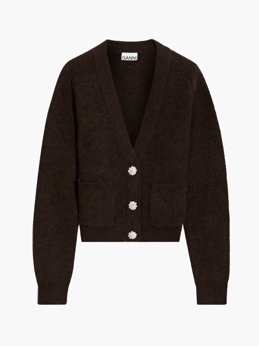 Ganni Crystal Button Cardigan